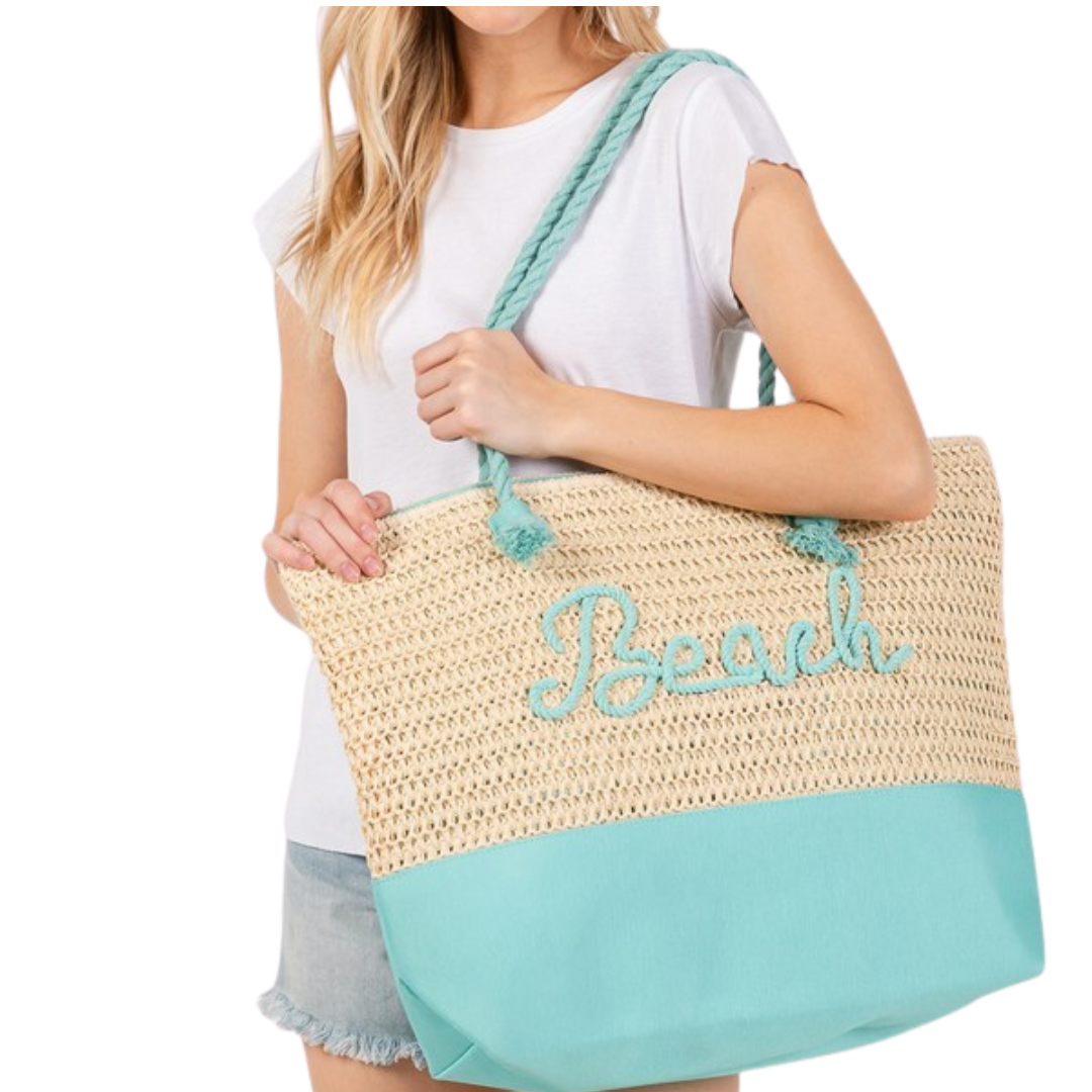 Crochet Fabric Beach Tote Bag-Different Colors