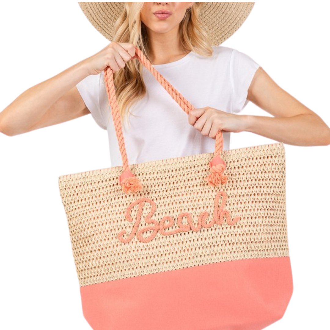 Crochet Fabric Beach Tote Bag-Different Colors