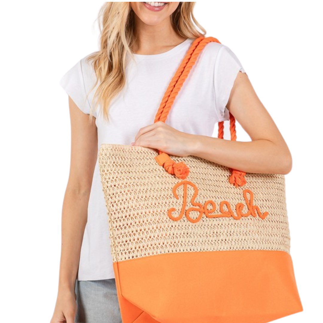 Crochet Fabric Beach Tote Bag-Different Colors