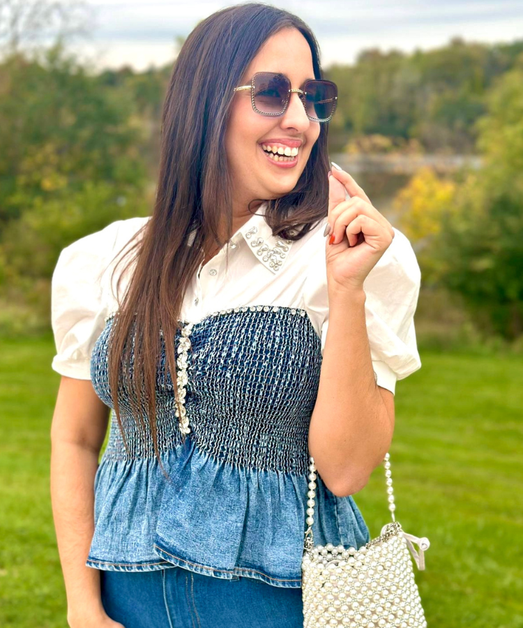 Kira's Peplum Denim Top