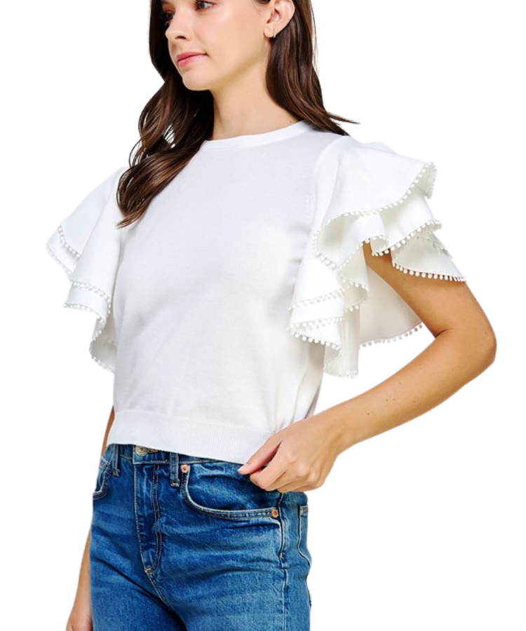 Favi's Pom Pom Knit Top